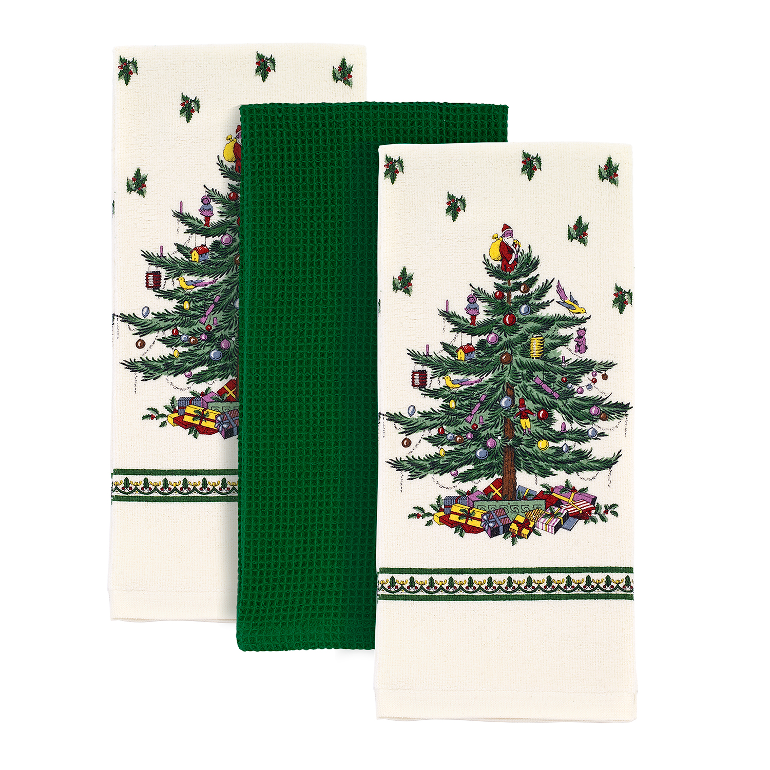 Christmas Tree Set of 3 Kitchen Towels, Green image number null